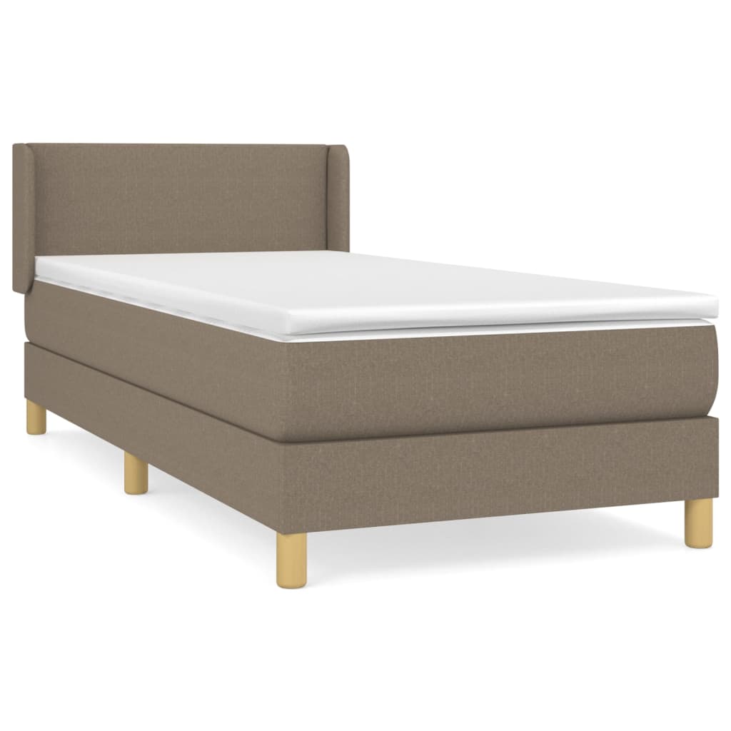 vidaXL Κρεβάτι Boxspring με Στρώμα Taupe 100 x 200 εκ. Υφασμάτινο