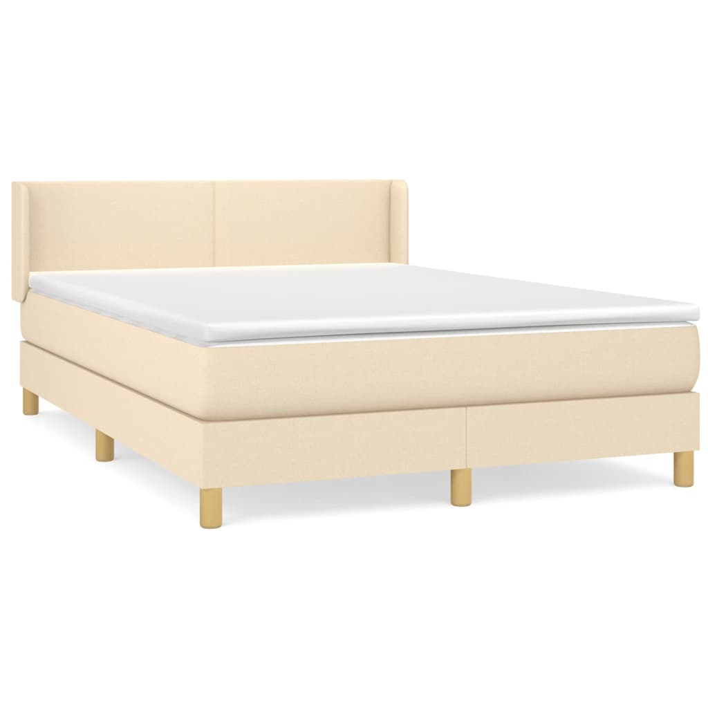 vidaXL Κρεβάτι Boxspring με Στρώμα Κρεμ 140x190 εκ. Υφασμάτινο