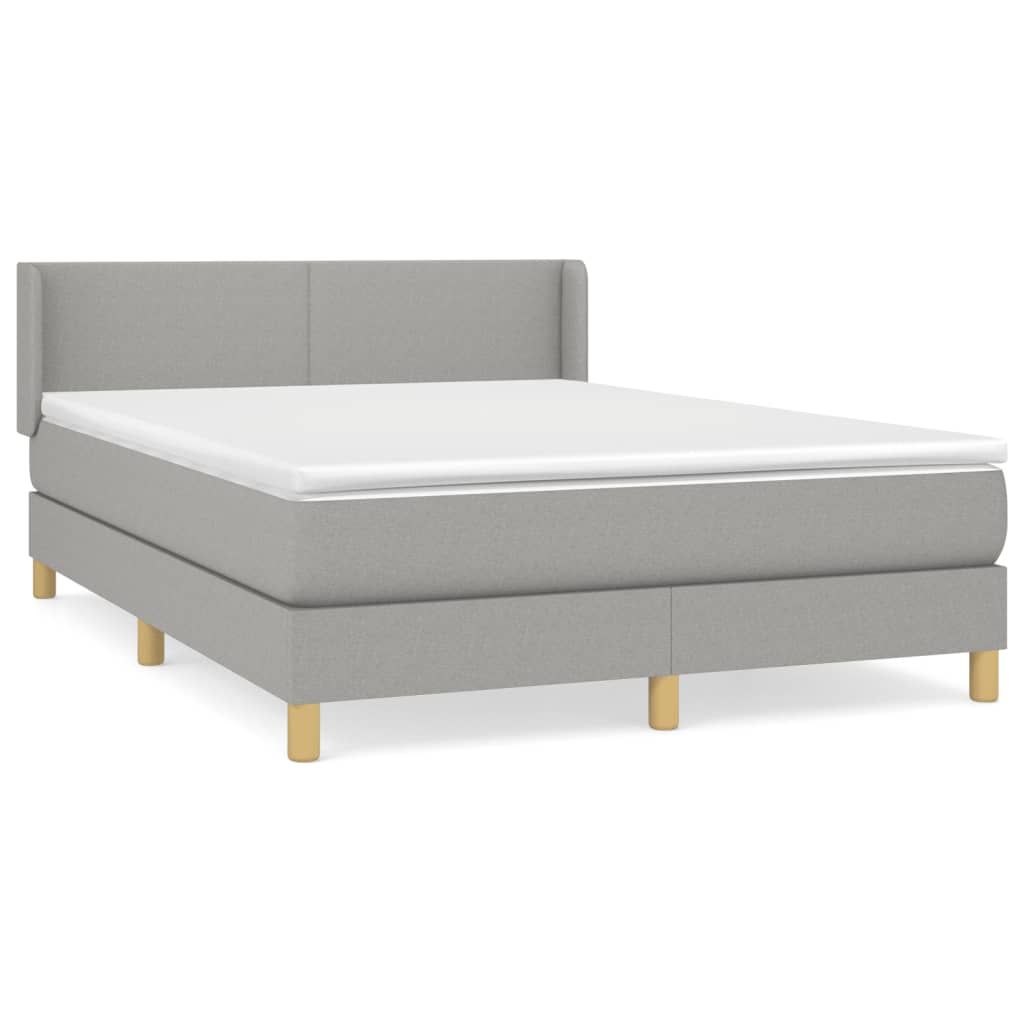 vidaXL Κρεβάτι Boxspring με Στρώμα Ανοιχτό Γκρι 140x200 εκ. Υφασμάτινο