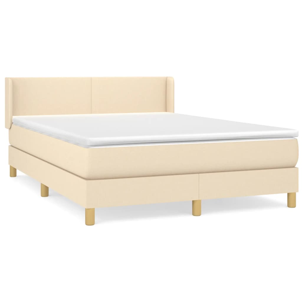 vidaXL Κρεβάτι Boxspring με Στρώμα Κρεμ 140x200 εκ. Υφασμάτινο