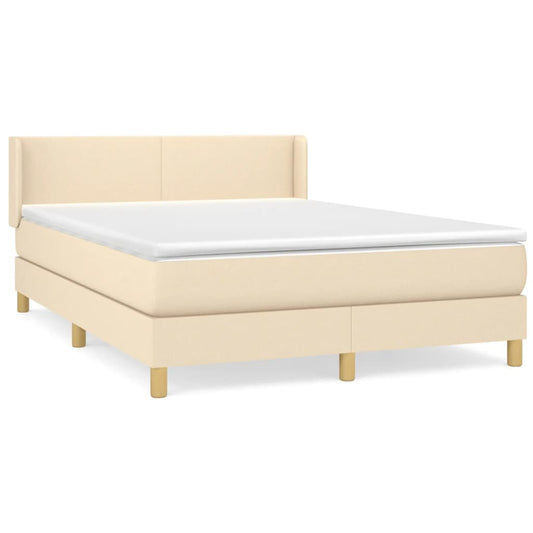 vidaXL Κρεβάτι Boxspring με Στρώμα Κρεμ 140x200 εκ. Υφασμάτινο