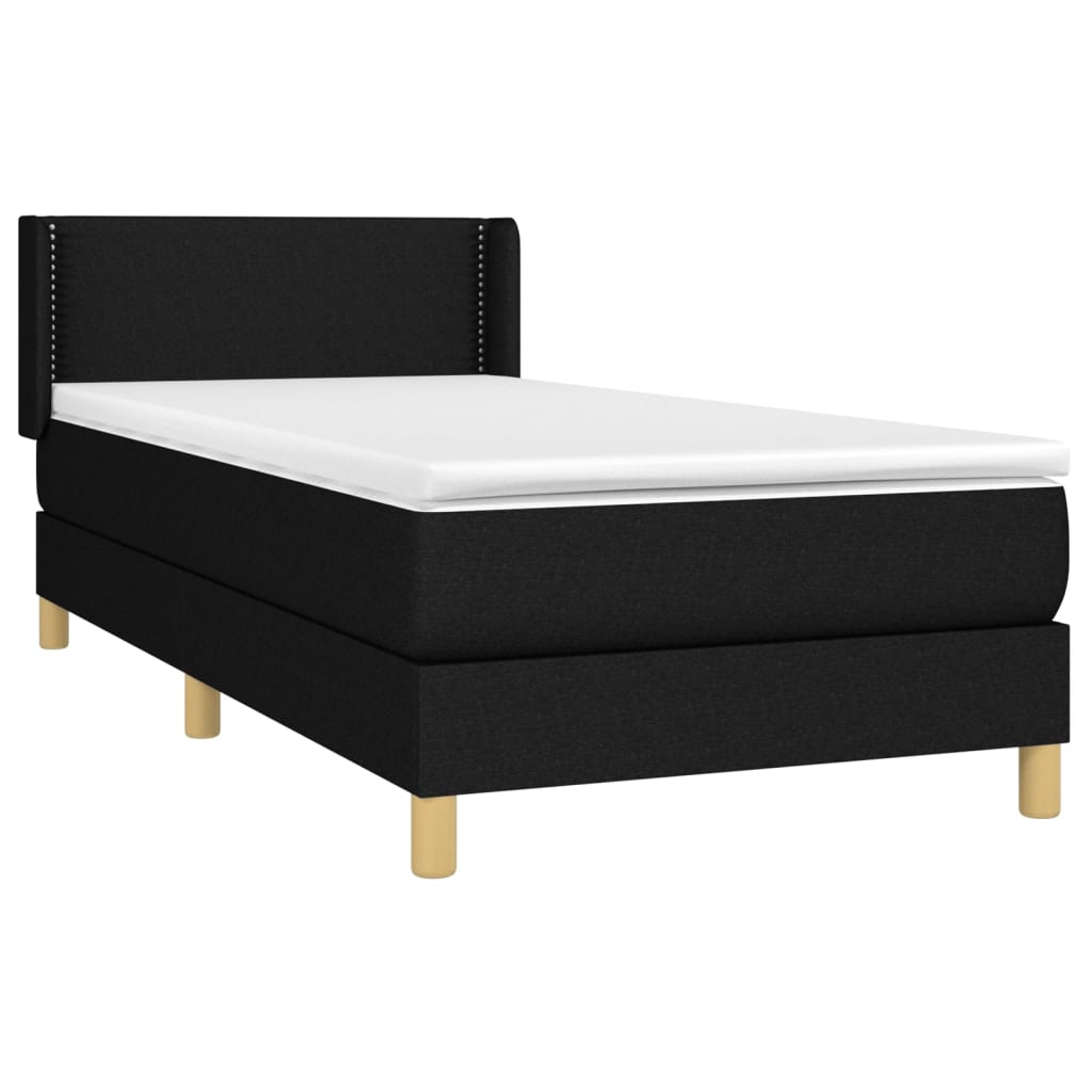 vidaXL Κρεβάτι Boxspring με Στρώμα Μαύρο 90x200 εκ. Υφασμάτινο