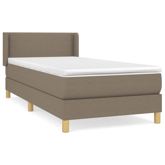 vidaXL Κρεβάτι Boxspring με Στρώμα Taupe 90x200 εκ. Υφασμάτινο