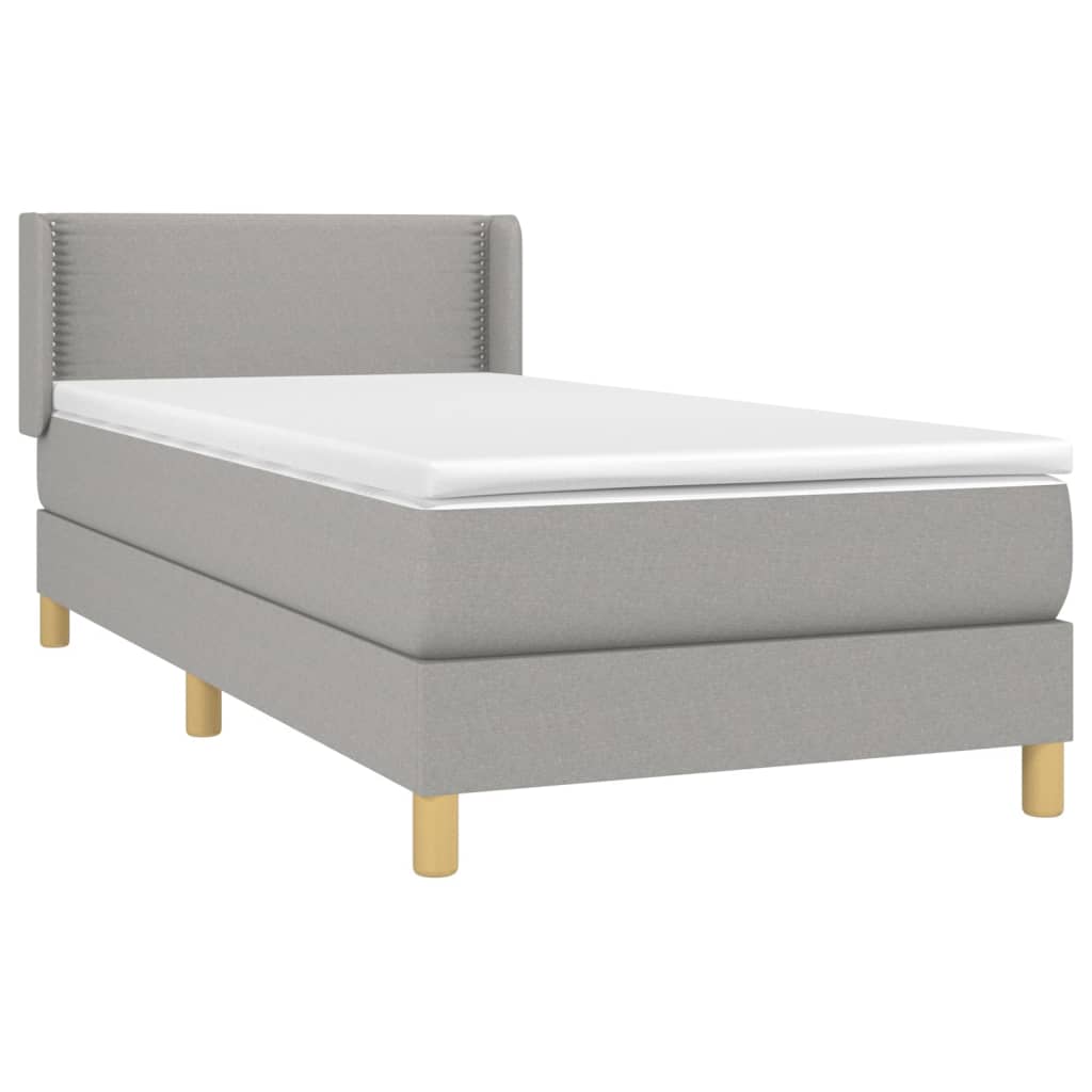 vidaXL Κρεβάτι Boxspring με Στρώμα Ανοιχτό Γκρι 100x200 εκ. Υφασμάτινο