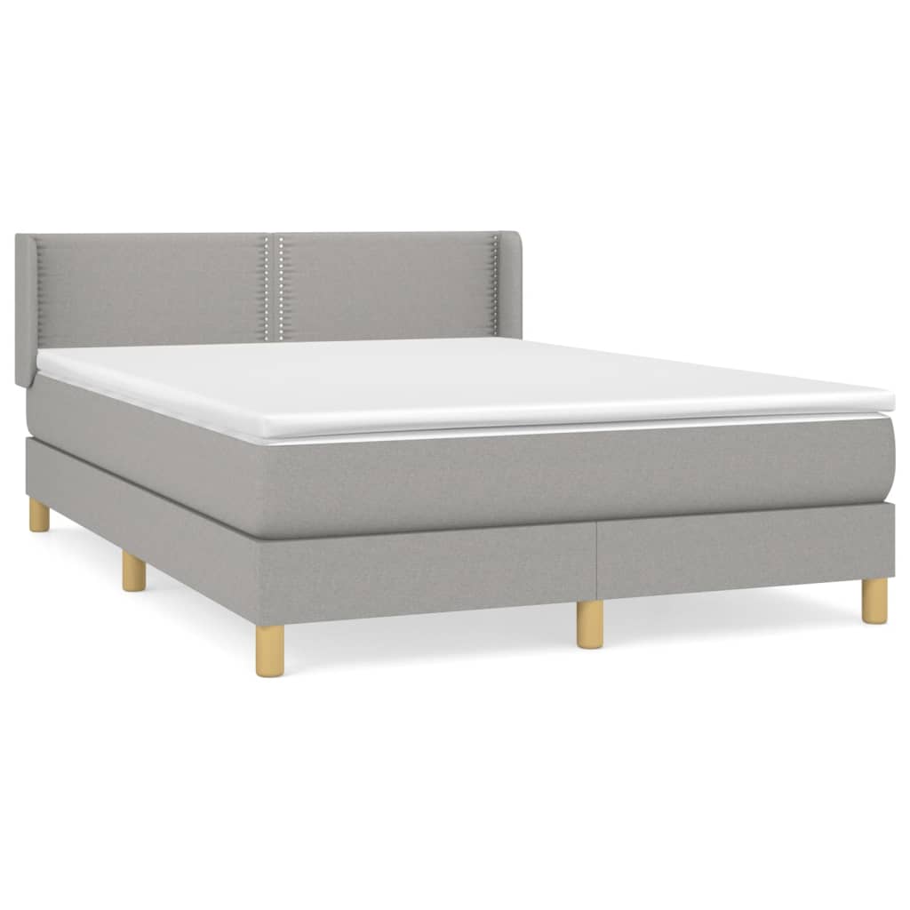 vidaXL Κρεβάτι Boxspring με Στρώμα Ανοιχτό Γκρι 140x200 εκ. Υφασμάτινο