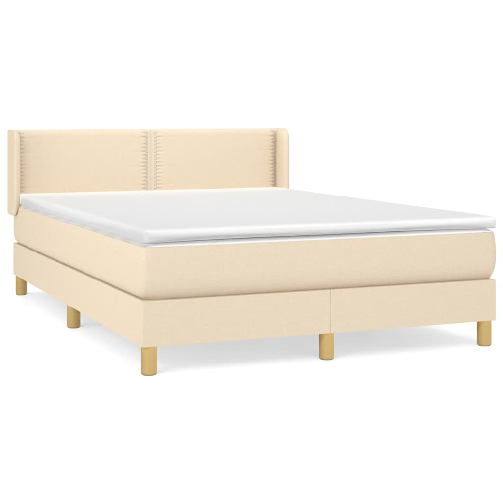 vidaXL Κρεβάτι Boxspring με Στρώμα Κρεμ 140x200 εκ. Υφασμάτινο