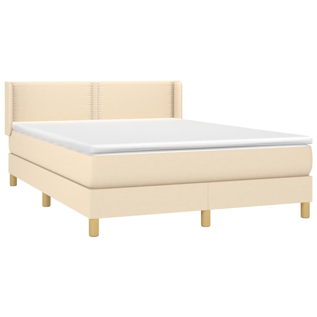 vidaXL Κρεβάτι Boxspring με Στρώμα Κρεμ 140x200 εκ. Υφασμάτινο