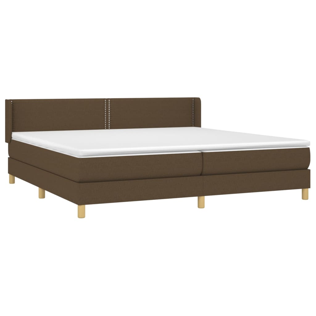 vidaXL Κρεβάτι Boxspring με Στρώμα Σκούρο Καφέ 200x200 εκ. Υφασμάτινο