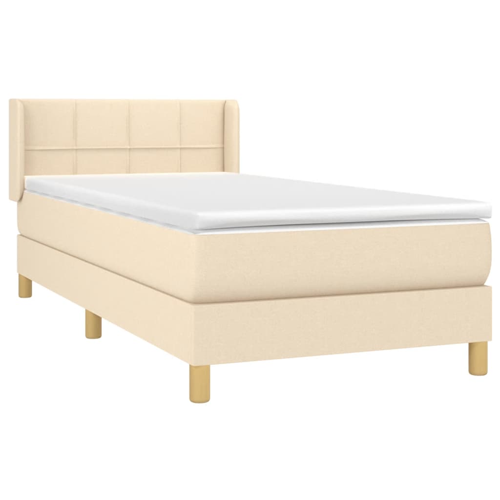vidaXL Κρεβάτι Boxspring με Στρώμα Κρεμ 80 x 200 εκ. Υφασμάτινο
