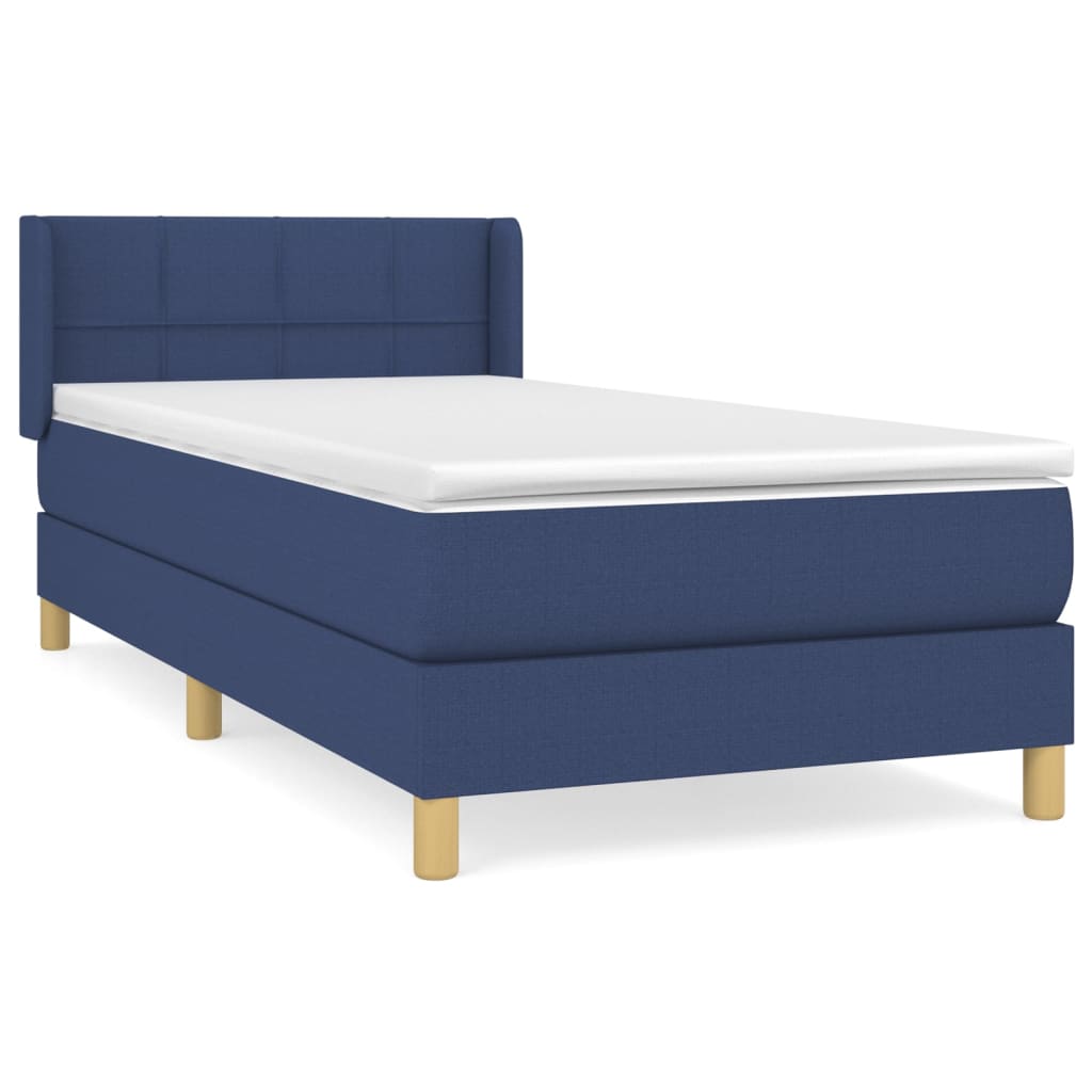 vidaXL Κρεβάτι Boxspring με Στρώμα Μπλε 100 x 200 εκ. Υφασμάτινο