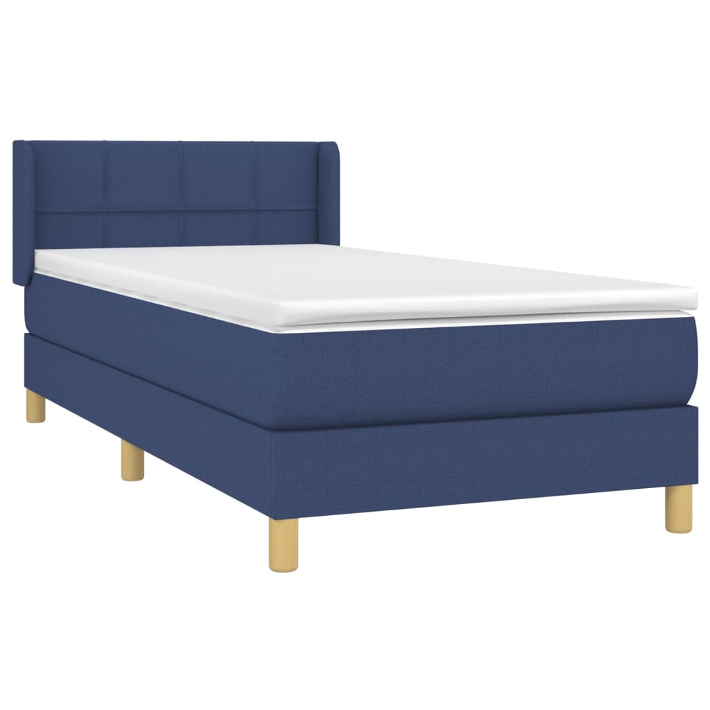 vidaXL Κρεβάτι Boxspring με Στρώμα Μπλε 100 x 200 εκ. Υφασμάτινο