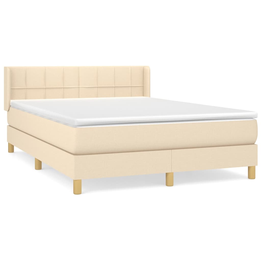 vidaXL Κρεβάτι Boxspring με Στρώμα Κρεμ 140x200 εκ. Υφασμάτινο