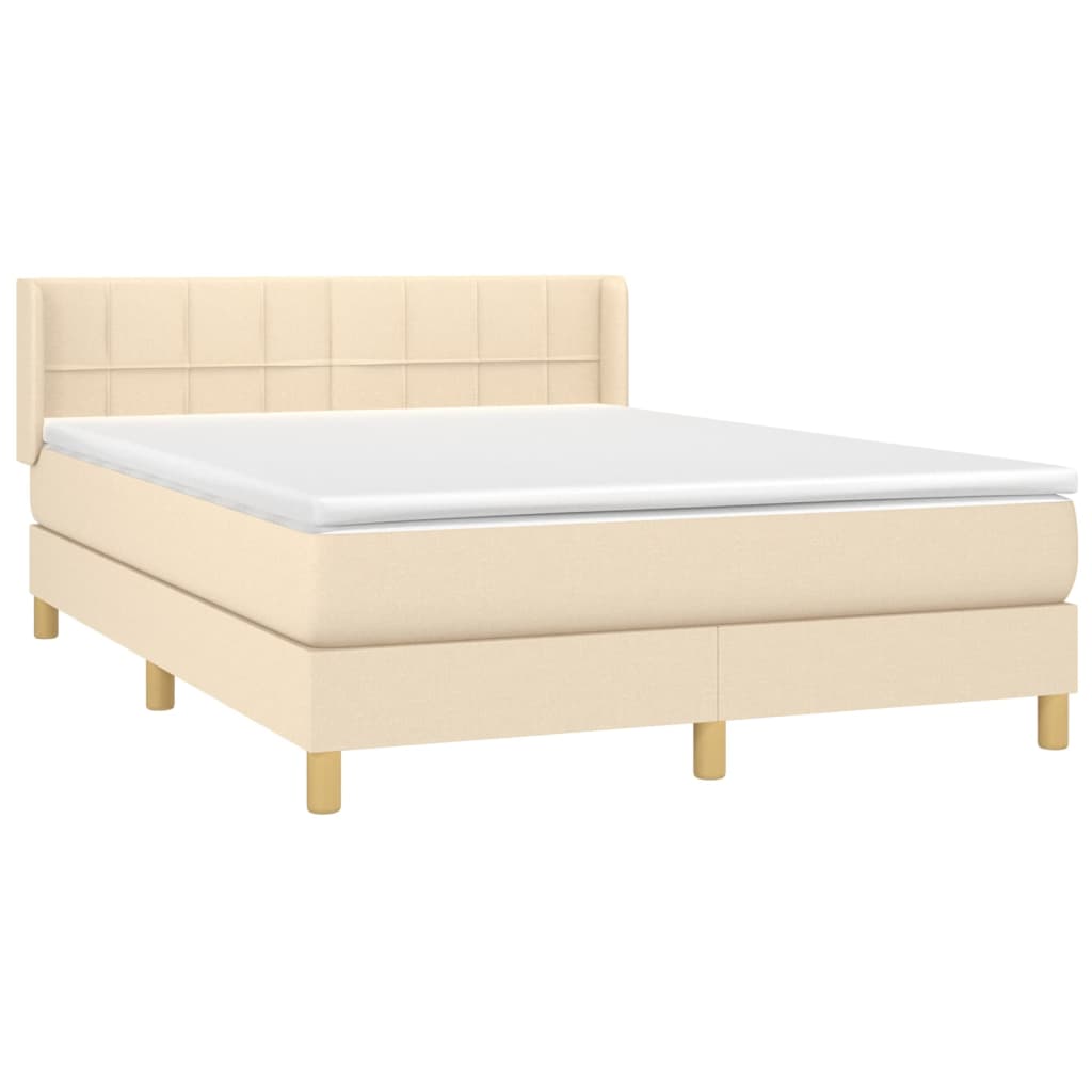 vidaXL Κρεβάτι Boxspring με Στρώμα Κρεμ 140x200 εκ. Υφασμάτινο