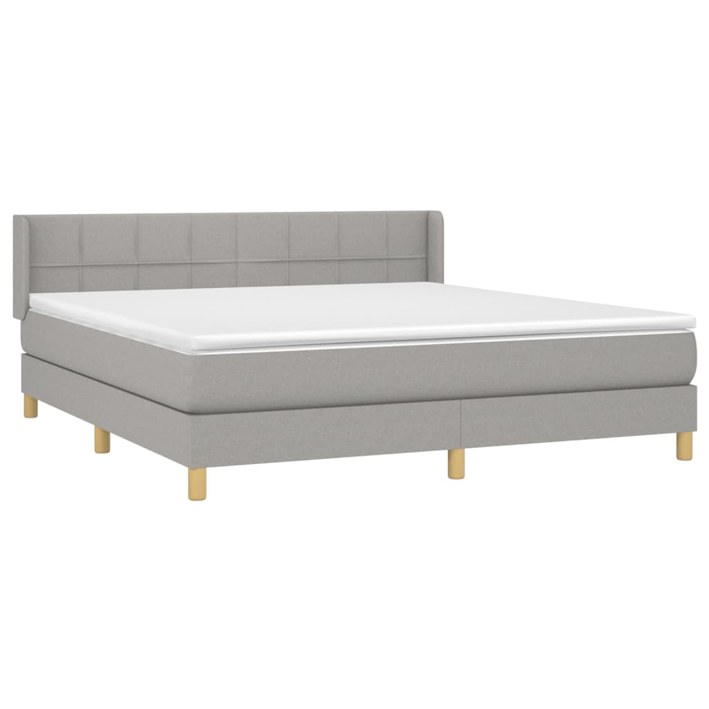 vidaXL Κρεβάτι Boxspring με Στρώμα Ανοιχτό Γκρι 180x200 εκ. Υφασμάτινο