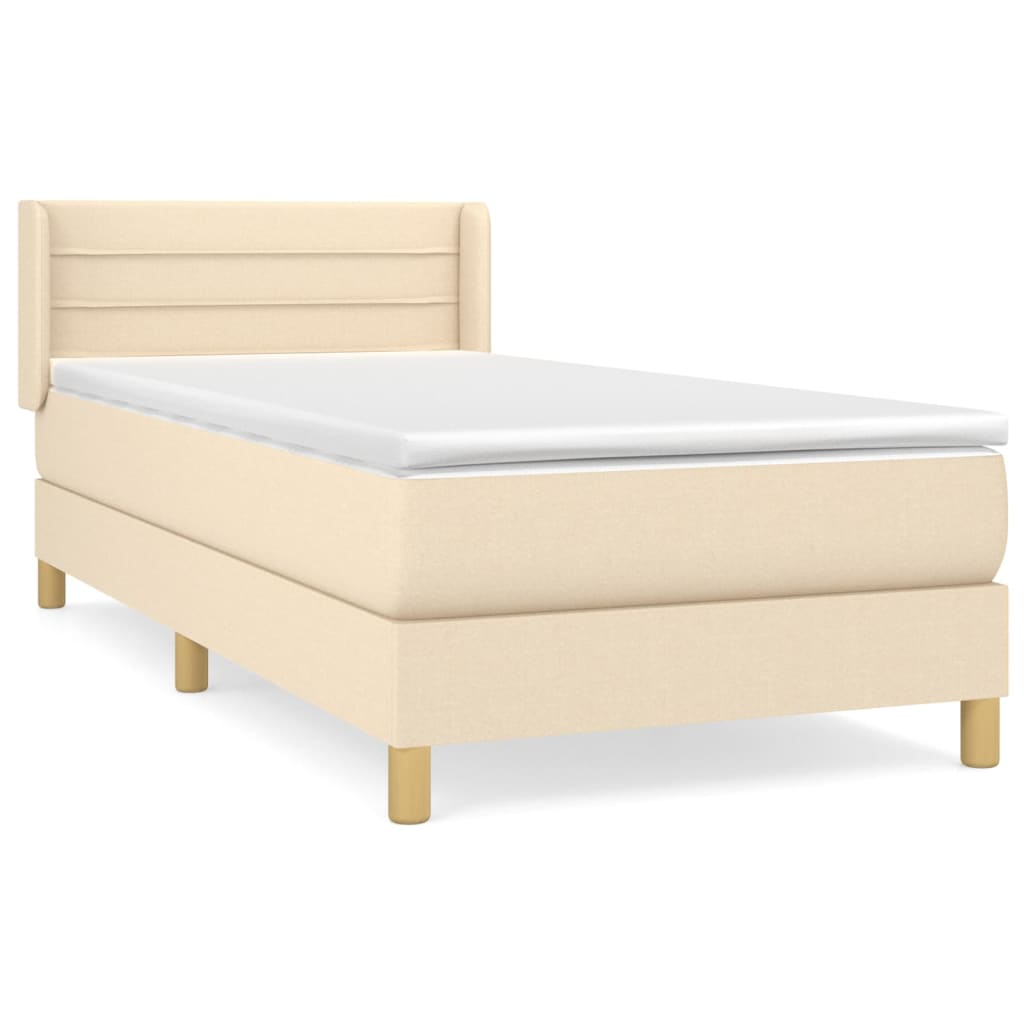 vidaXL Κρεβάτι Boxspring με Στρώμα Κρεμ 90x190 εκ.Υφασμάτινο