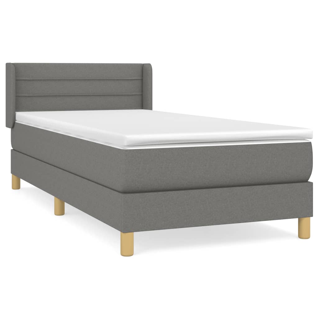 vidaXL Κρεβάτι Boxspring με Στρώμα Ανοιχτό Γκρι 100x200 εκ. Υφασμάτινο