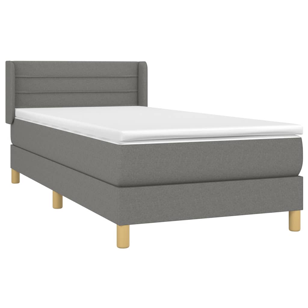 vidaXL Κρεβάτι Boxspring με Στρώμα Σκούρο Γκρι 100x200 εκ. Υφασμάτινο