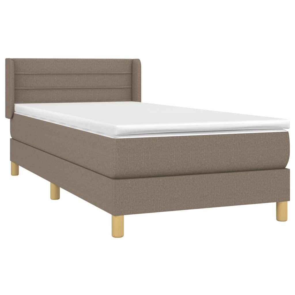 vidaXL Κρεβάτι Boxspring με Στρώμα Taupe 100 x 200 εκ. Υφασμάτινο