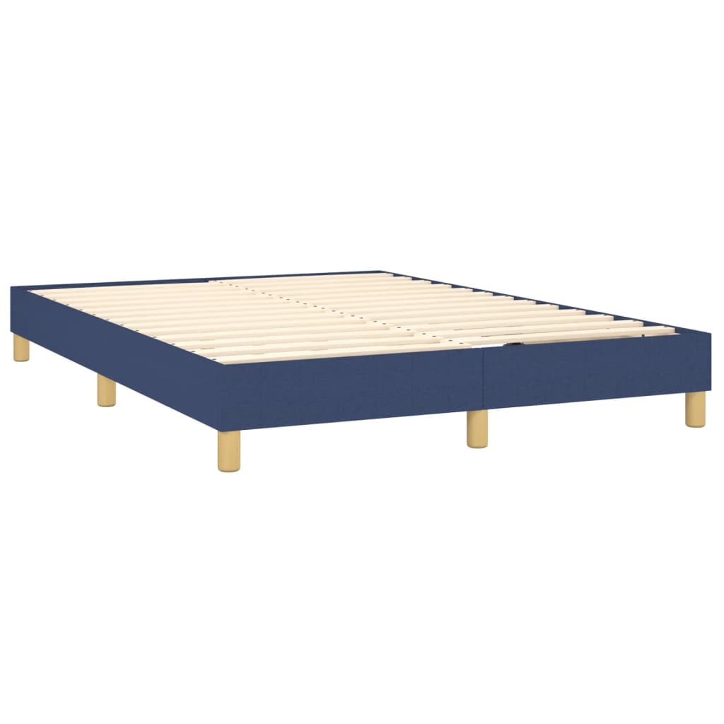 vidaXL Κρεβάτι Boxspring με Στρώμα Μπλε 140x190 εκ. Υφασμάτινο