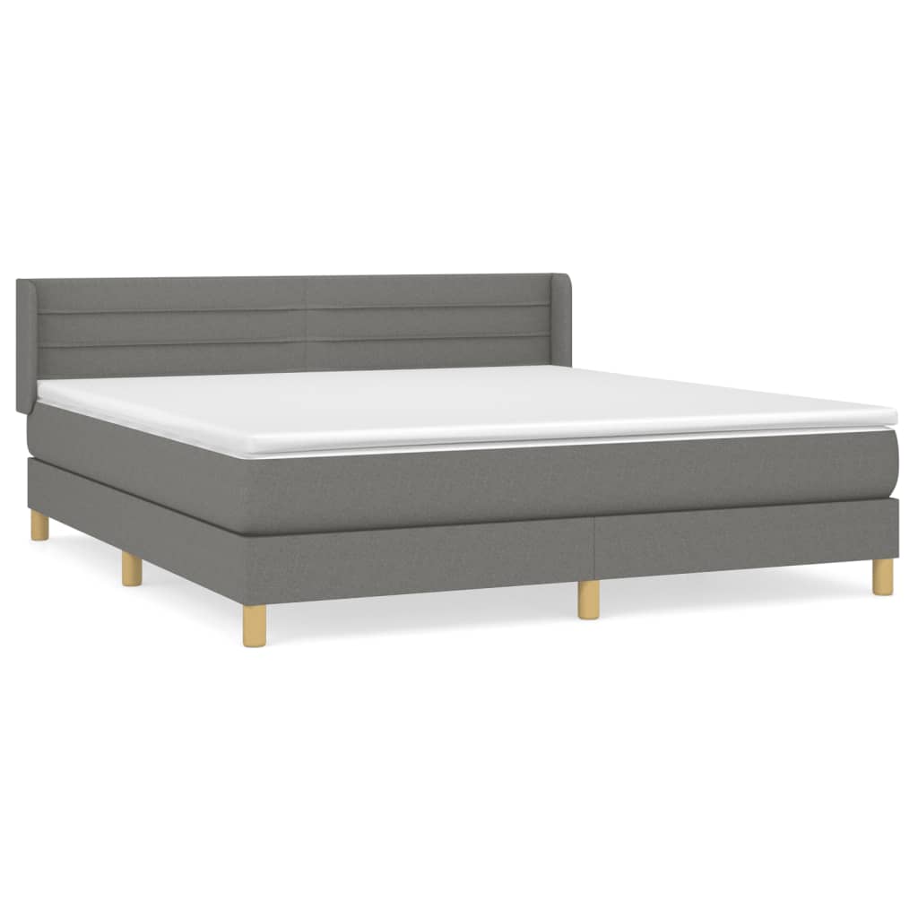 vidaXL Κρεβάτι Boxspring με Στρώμα Σκούρο Γκρι 160x200 εκ Υφασμάτινο