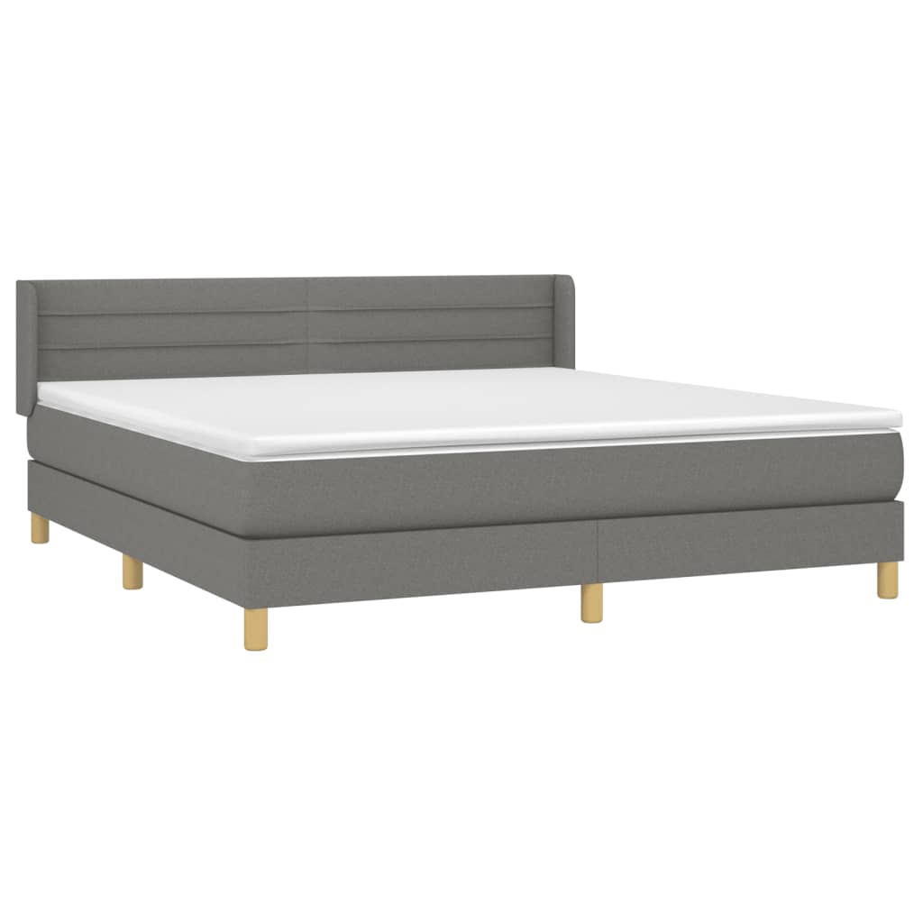 vidaXL Κρεβάτι Boxspring με Στρώμα Σκούρο Γκρι 160x200 εκ Υφασμάτινο