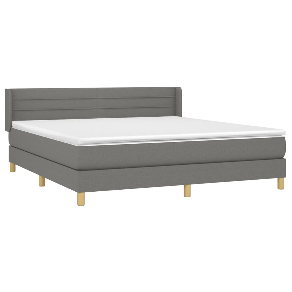 vidaXL Κρεβάτι Boxspring με Στρώμα Σκούρο Γκρι 180x200 εκ Υφασμάτιν
