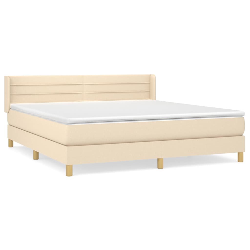 vidaXL Κρεβάτι Boxspring με Στρώμα Κρεμ 180x200 εκ. Υφασμάτινο