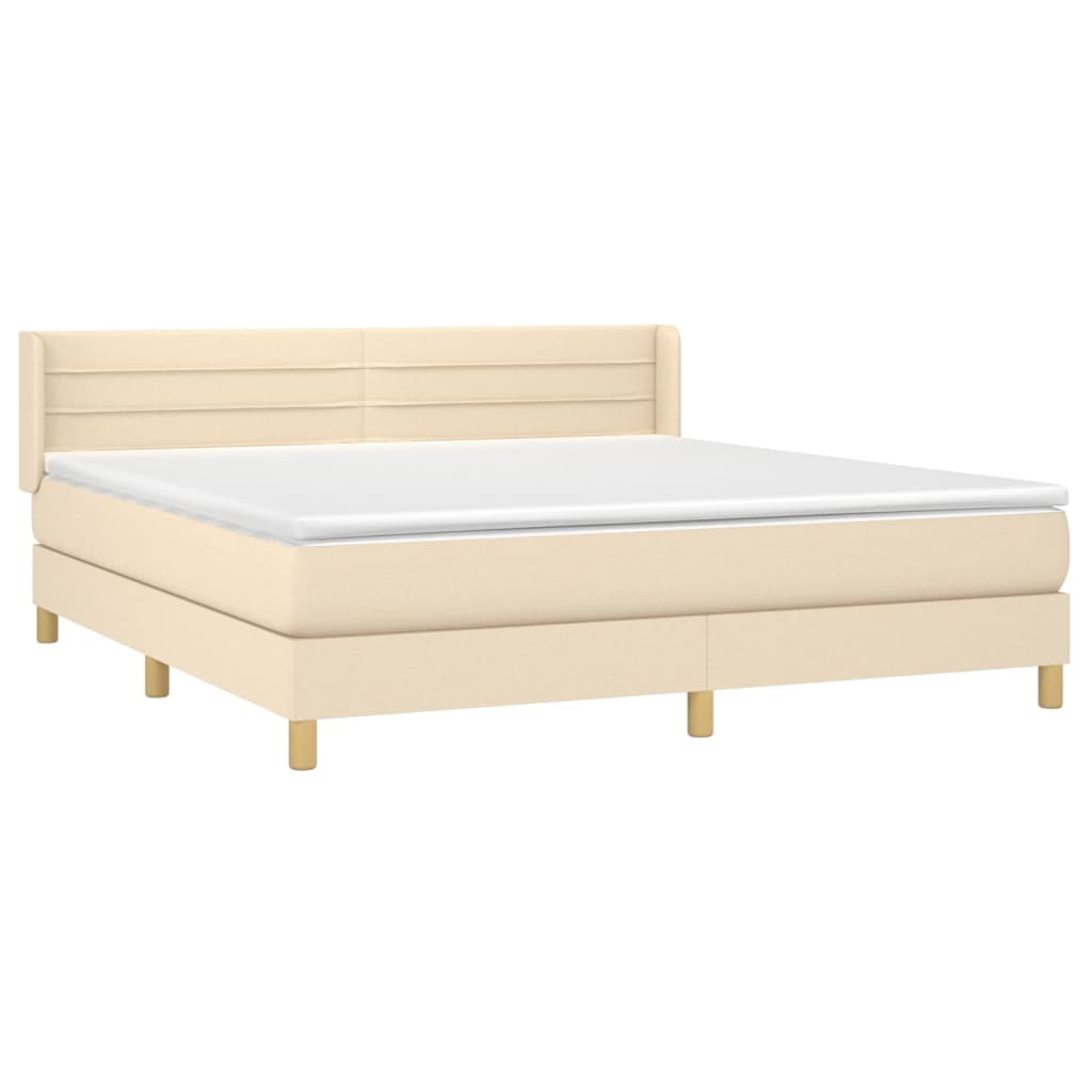 vidaXL Κρεβάτι Boxspring με Στρώμα Κρεμ 180x200 εκ. Υφασμάτινο