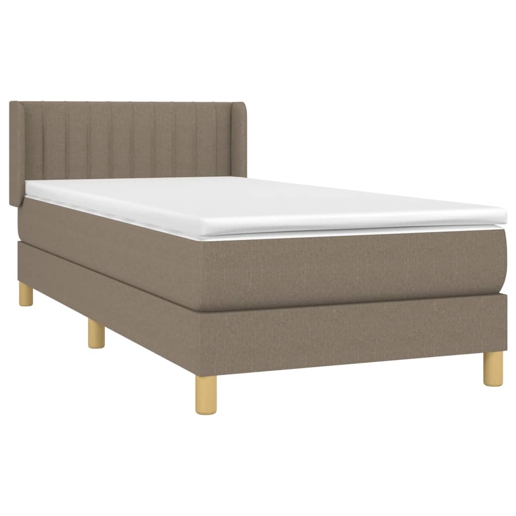 vidaXL Κρεβάτι Boxspring με Στρώμα Taupe 90x200 εκ. Υφασμάτινο