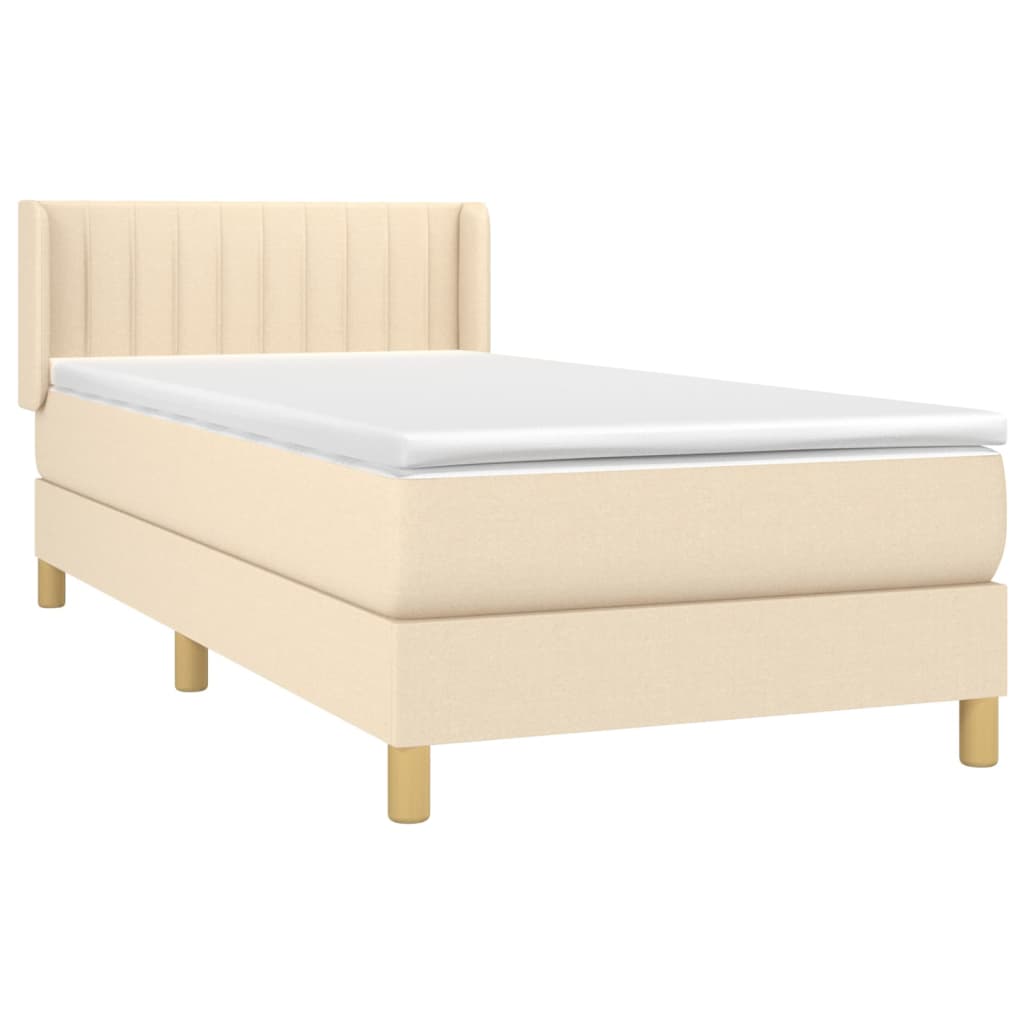 vidaXL Κρεβάτι Boxspring με Στρώμα Κρεμ 100 x 200 εκ. Υφασμάτινο