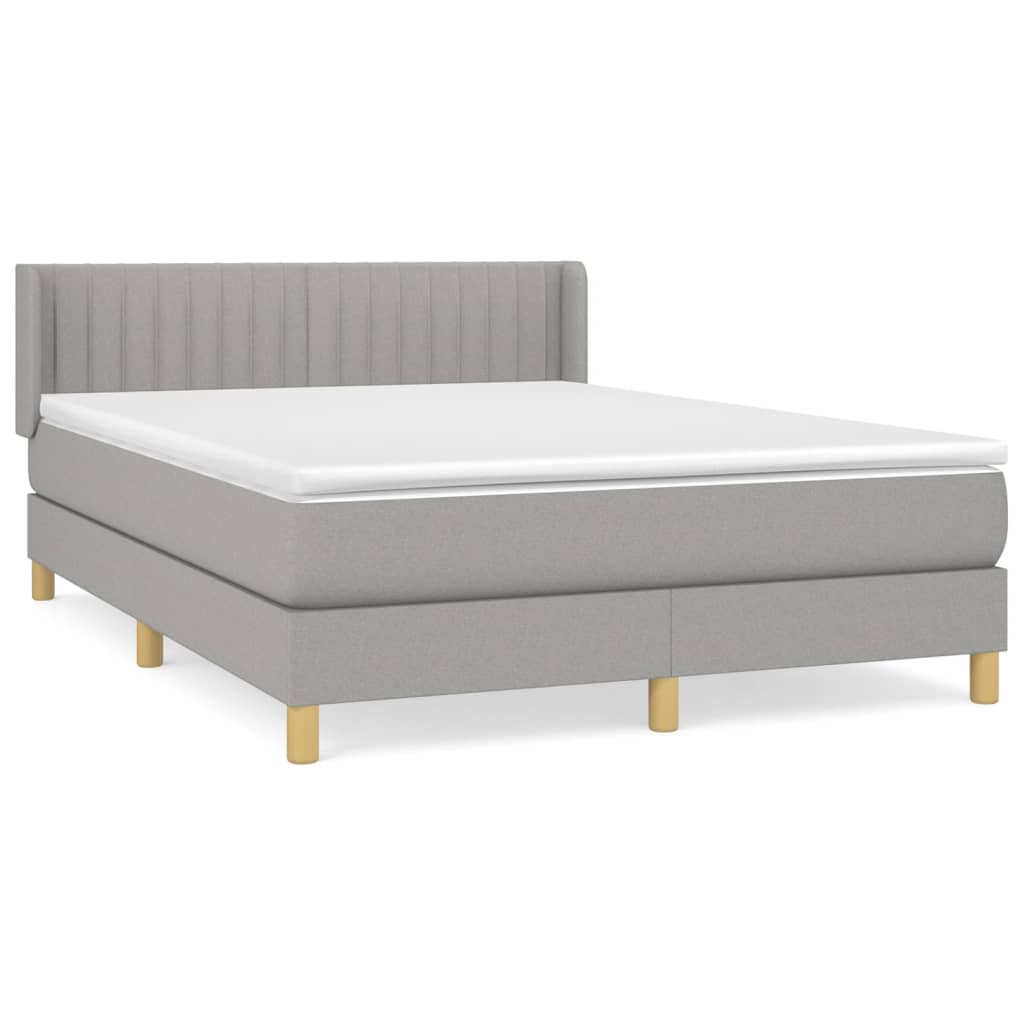 vidaXL Κρεβάτι Boxspring με Στρώμα Ανοιχτό Γκρι 140x190 εκ. Υφασμάτινο
