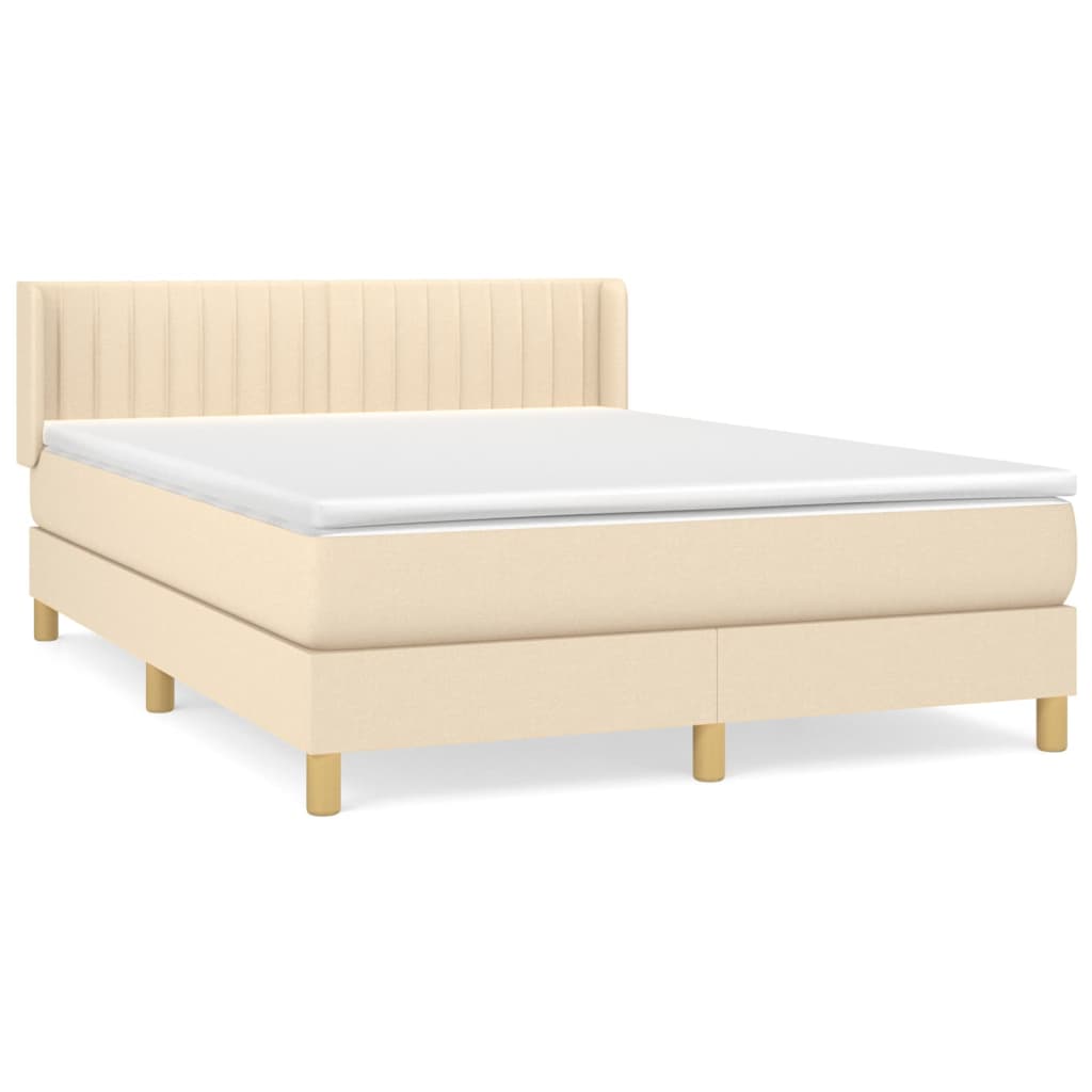 vidaXL Κρεβάτι Boxspring με Στρώμα Κρεμ 140x200 εκ. Υφασμάτινο