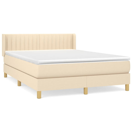 vidaXL Κρεβάτι Boxspring με Στρώμα Κρεμ 140x200 εκ. Υφασμάτινο