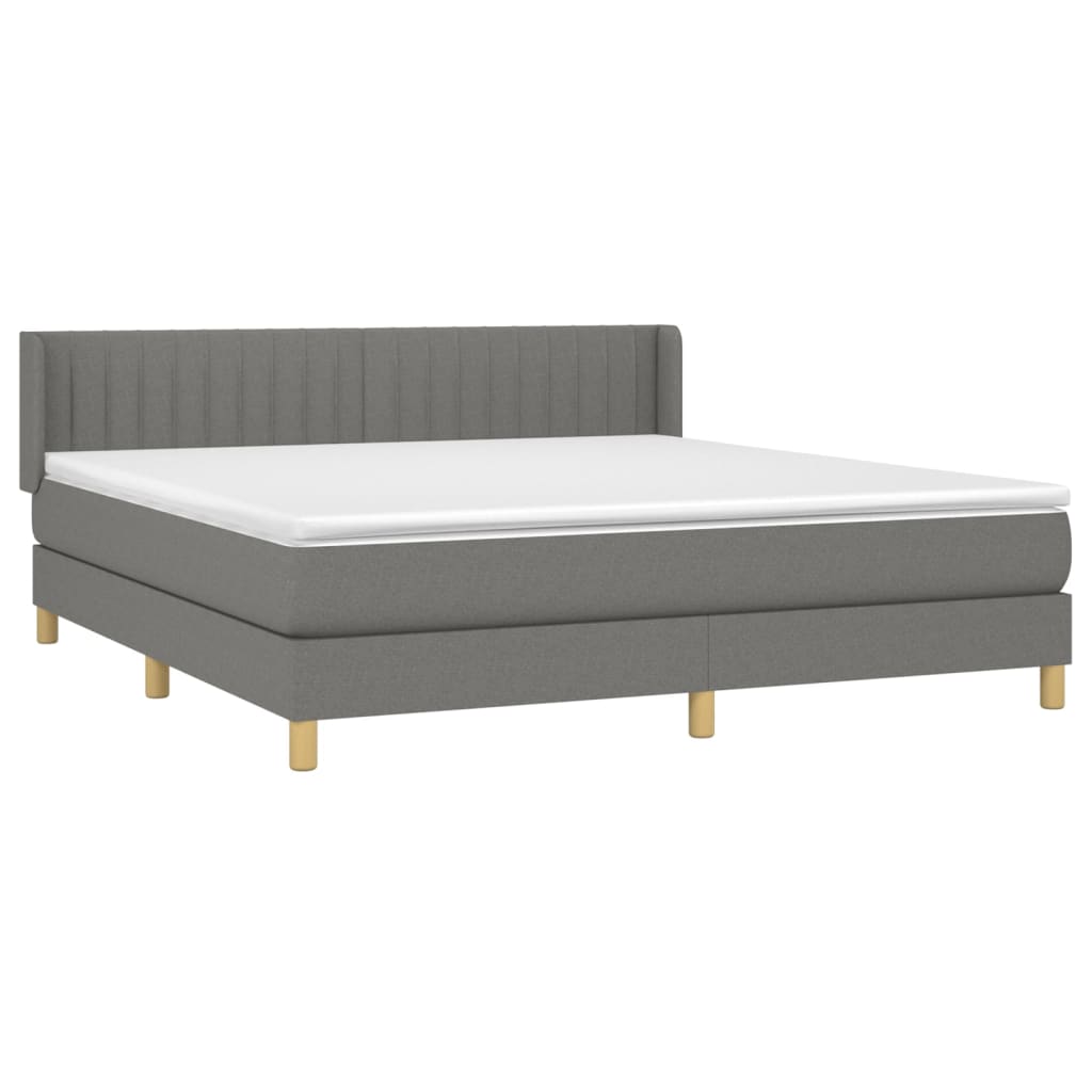 vidaXL Κρεβάτι Boxspring με Στρώμα Σκούρο Γκρι 160x200 εκ Υφασμάτινο