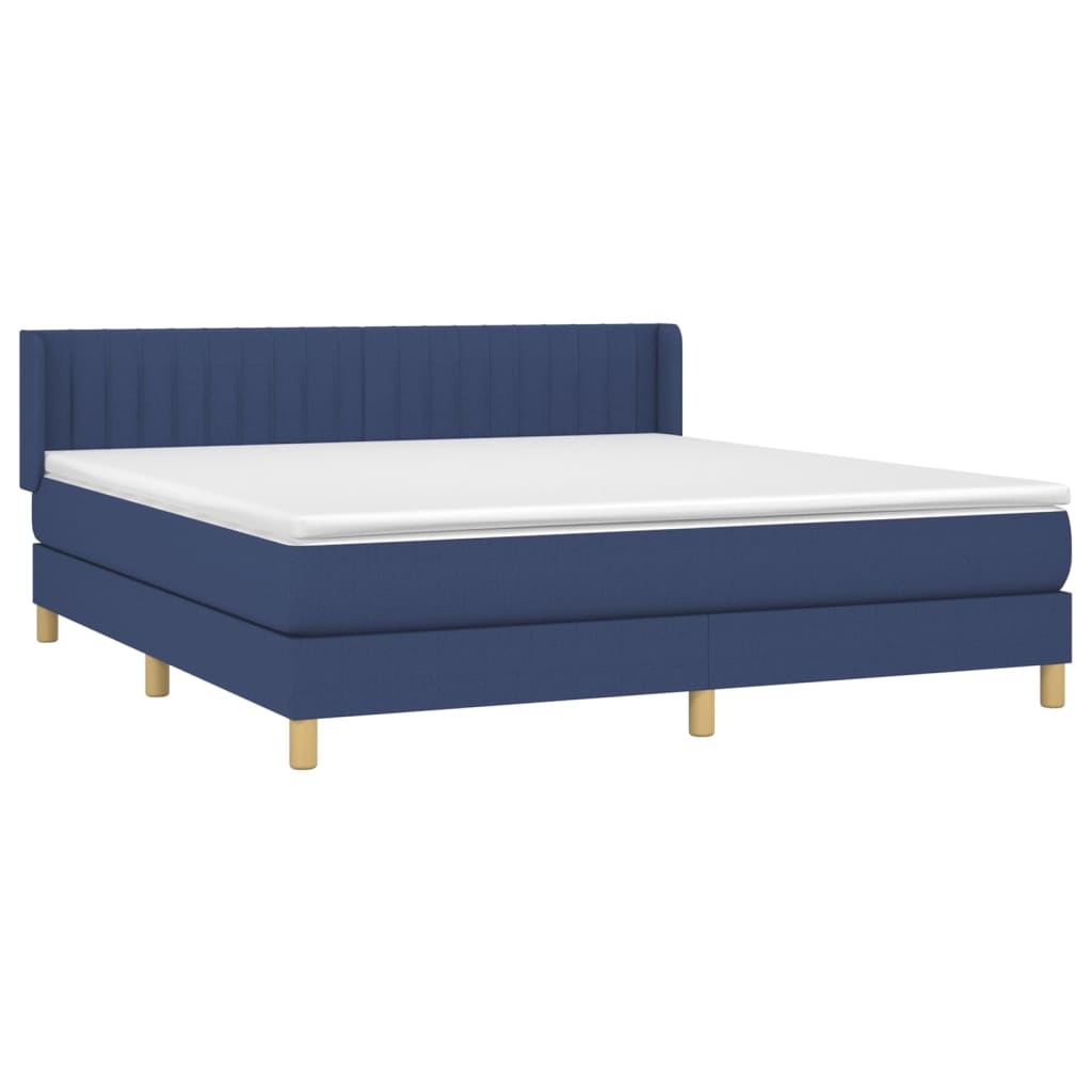 vidaXL Κρεβάτι Boxspring με Στρώμα Μπλε 160x200 εκ. Υφασμάτινο