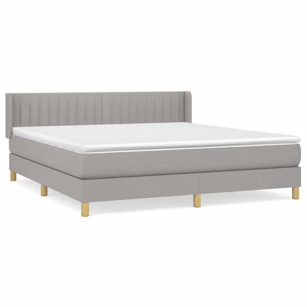 vidaXL Κρεβάτι Boxspring με Στρώμα Ανοιχτό Γκρι 180x200 εκ. Υφασμάτινο