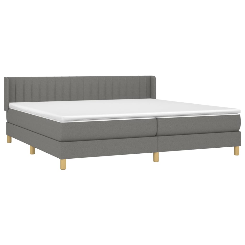 vidaXL Κρεβάτι Boxspring με Στρώμα Σκούρο Γκρι 200x200 εκ. Υφασμάτινο