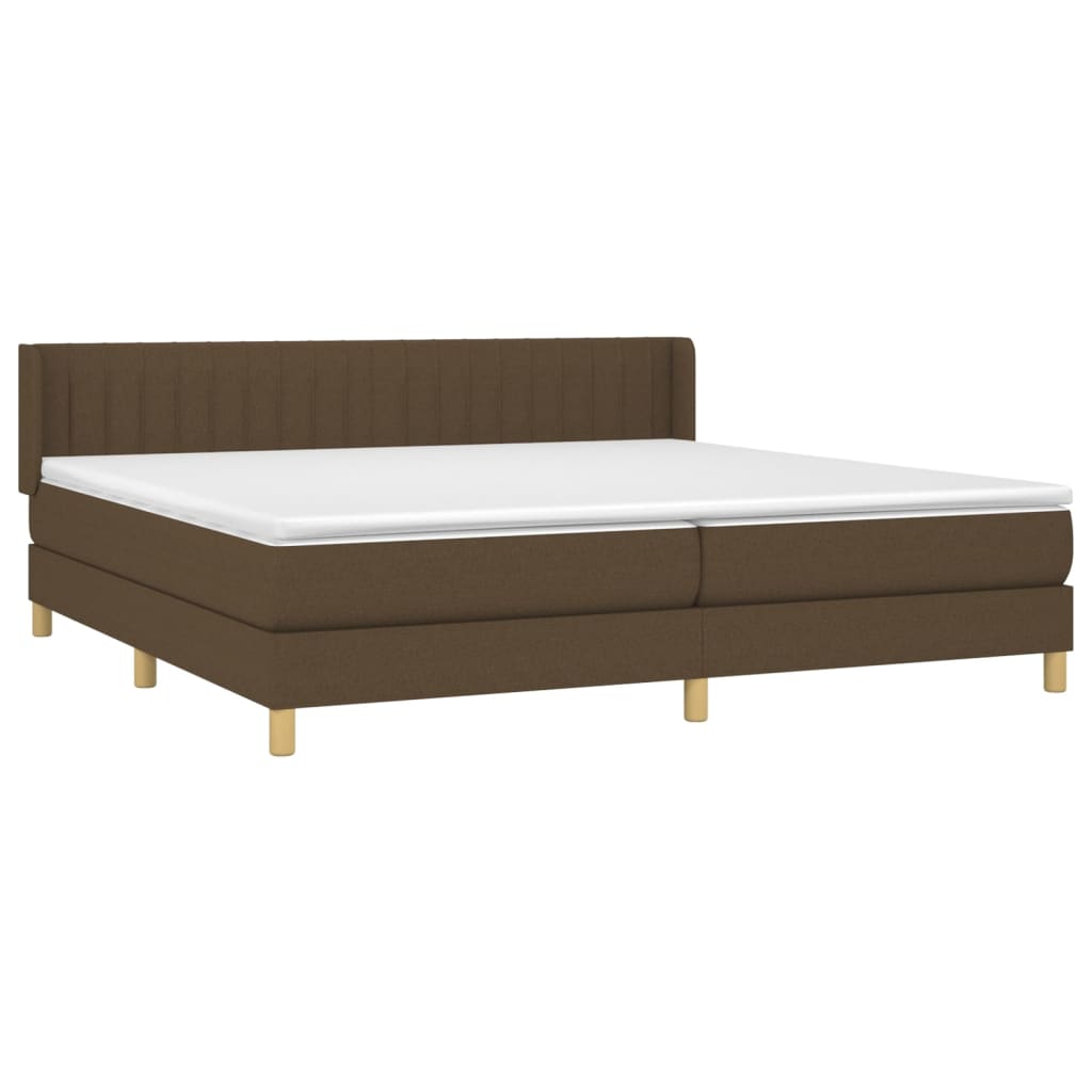 vidaXL Κρεβάτι Boxspring με Στρώμα Σκούρο Καφέ 200x200 εκ. Υφασμάτινο