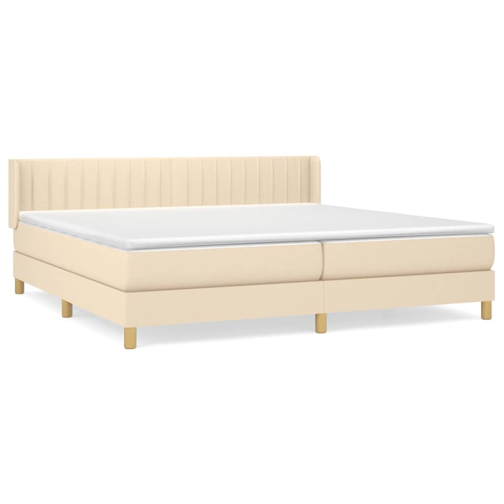 vidaXL Κρεβάτι Boxspring με Στρώμα Κρεμ 200x200 εκ. Υφασμάτινο