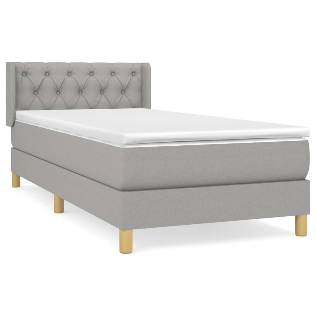 vidaXL Κρεβάτι Boxspring με Στρώμα Ανοιχτό Γκρι 80x200 εκ. Υφασμάτινο