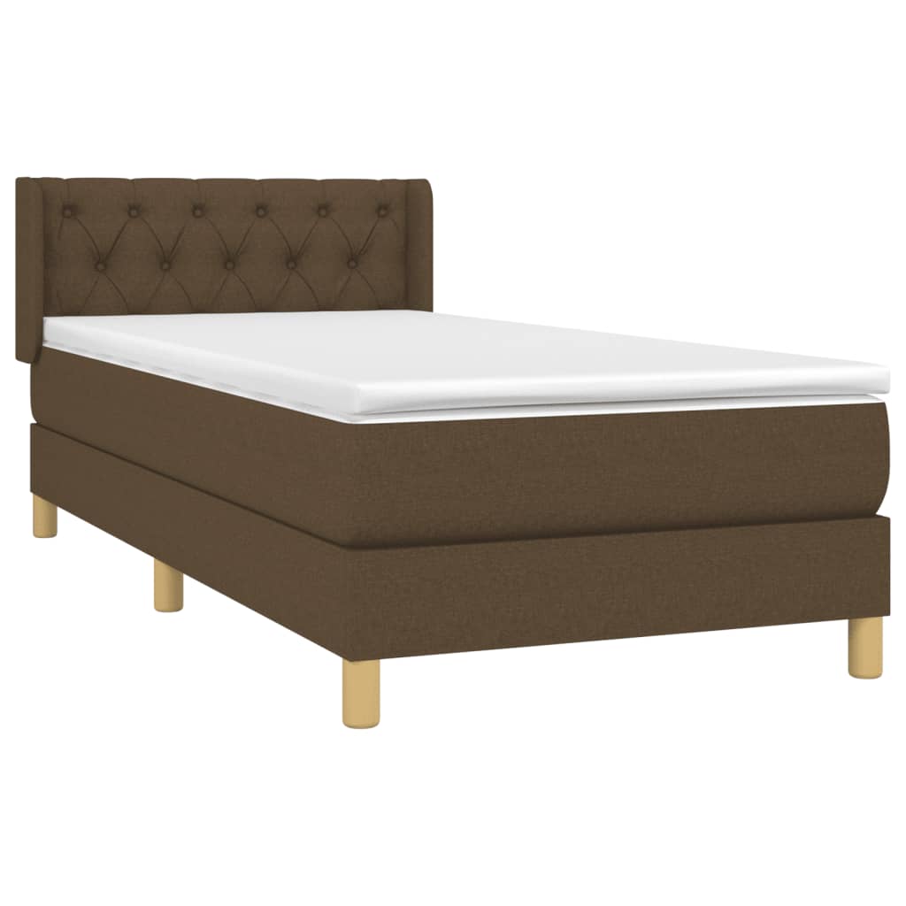 vidaXL Κρεβάτι Boxspring με Στρώμα Σκούρο Καφέ 80x200 εκ. Υφασμάτινο