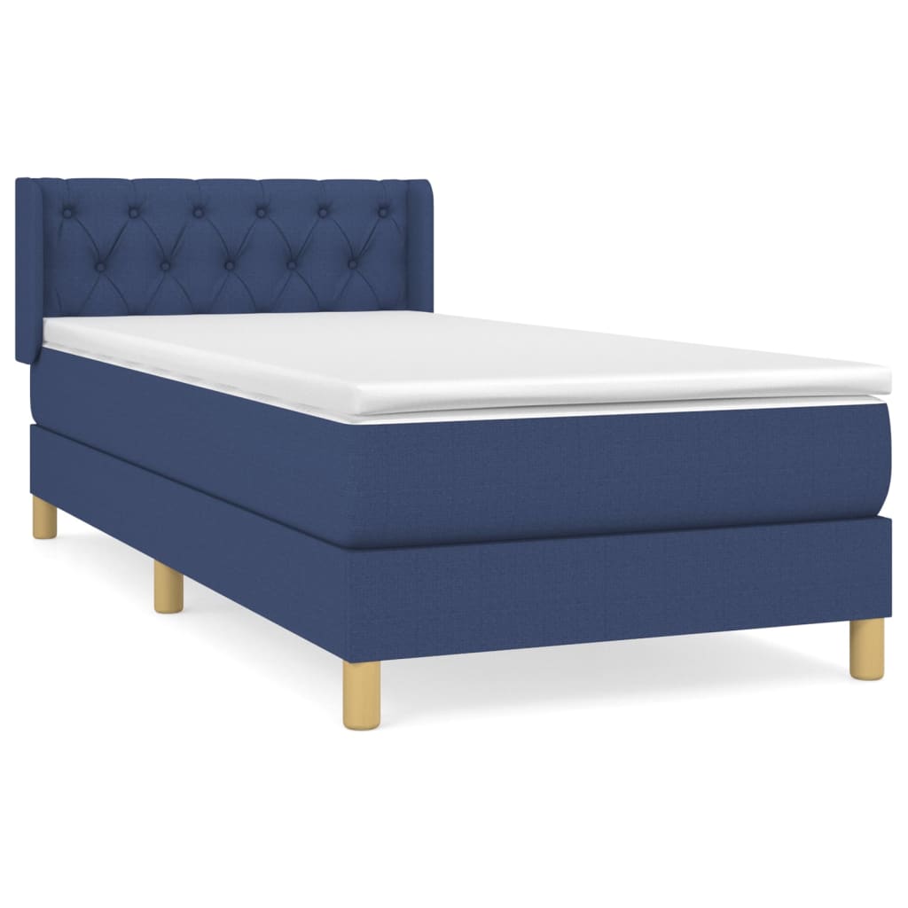 vidaXL Κρεβάτι Boxspring με Στρώμα Μπλε 80x200 εκ. Υφασμάτινο