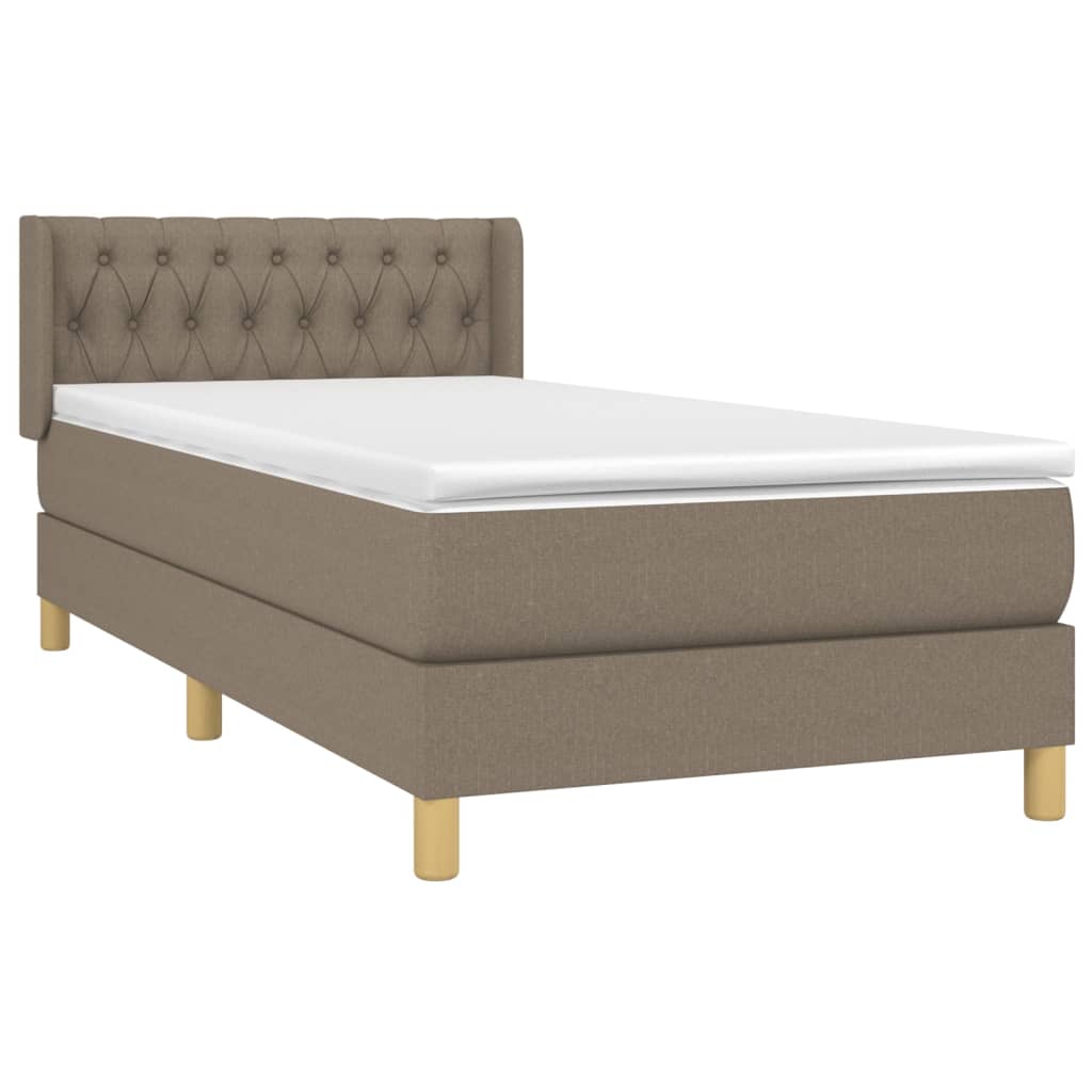 vidaXL Κρεβάτι Boxspring με Στρώμα Taupe 90x200 εκ. Υφασμάτινο