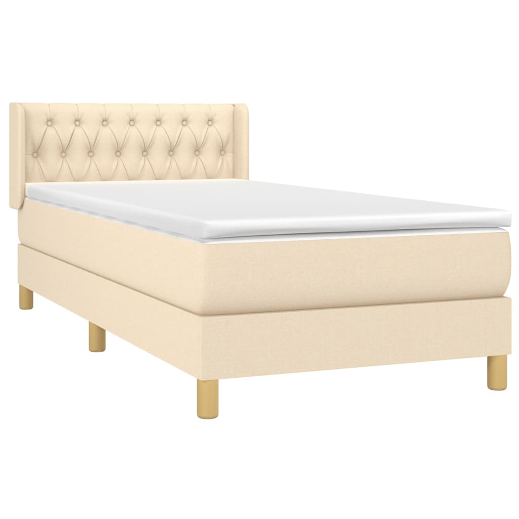 vidaXL Κρεβάτι Boxspring με Στρώμα Κρεμ 100 x 200 εκ. Υφασμάτινο