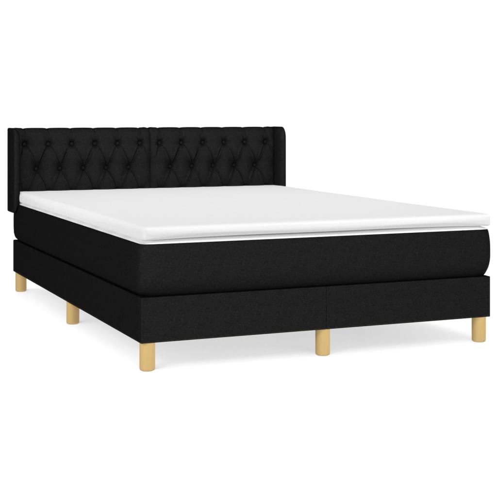 vidaXL Κρεβάτι Boxspring με Στρώμα Μαύρο 140x200 εκ. Υφασμάτινο