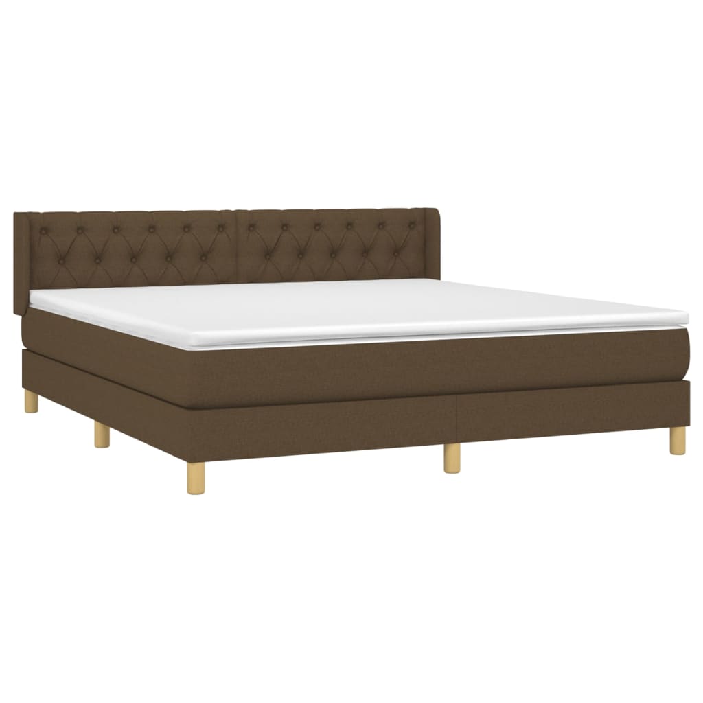 vidaXL Κρεβάτι Boxspring με Στρώμα Σκούρο Καφέ 160x200 εκ Υφασμάτινο