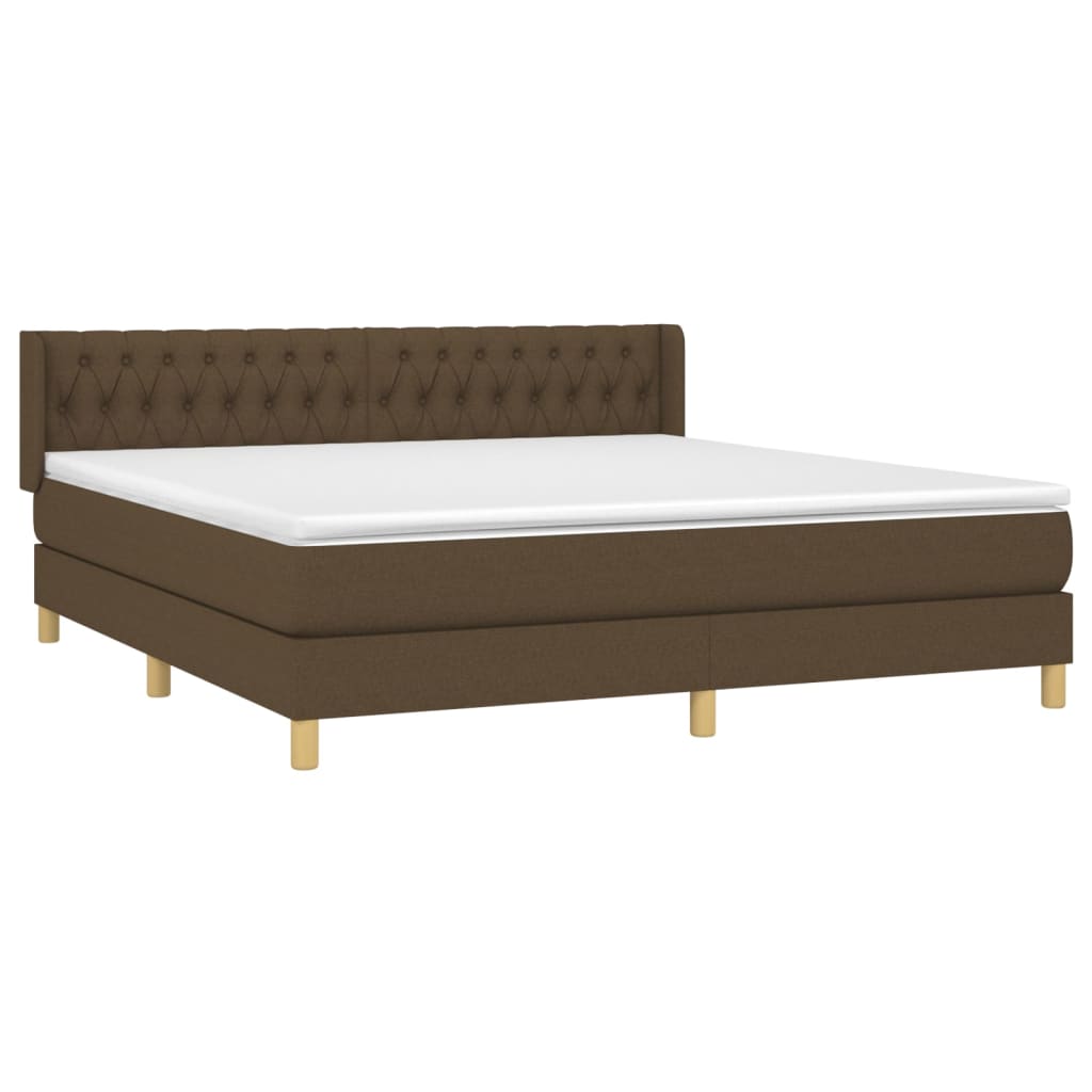 vidaXL Κρεβάτι Boxspring με Στρώμα Σκούρο Καφέ 180x200 εκ Υφασμάτινο