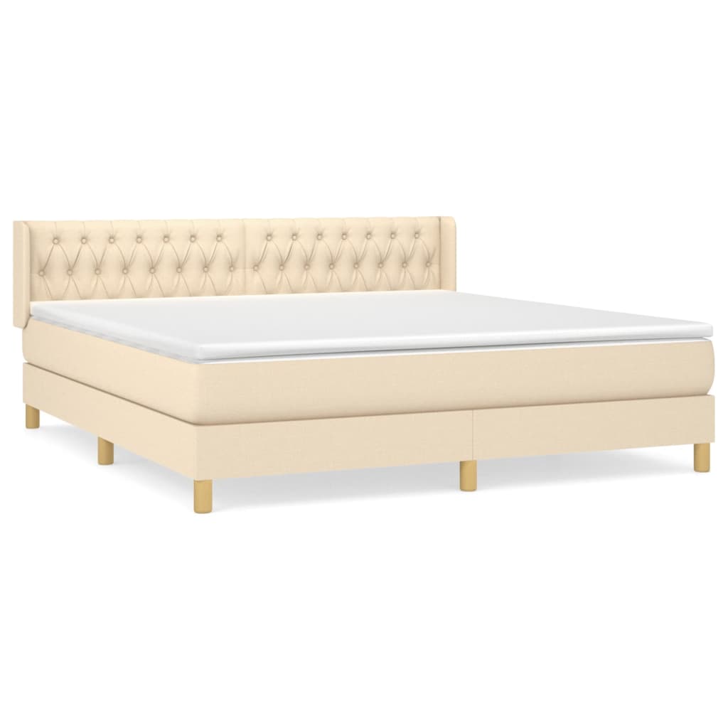 vidaXL Κρεβάτι Boxspring με Στρώμα Κρεμ 180x200 εκ. Υφασμάτινο