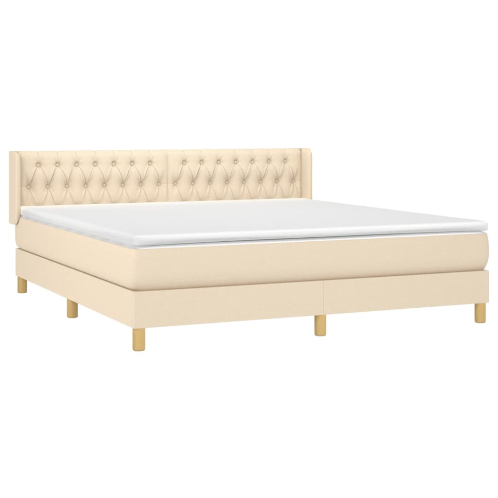 vidaXL Κρεβάτι Boxspring με Στρώμα Κρεμ 180x200 εκ. Υφασμάτινο
