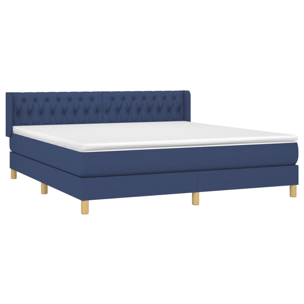 vidaXL Κρεβάτι Boxspring με Στρώμα Μπλε 180x200 εκ. Υφασμάτινο